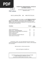 Atestado de matrícula com disciplinas