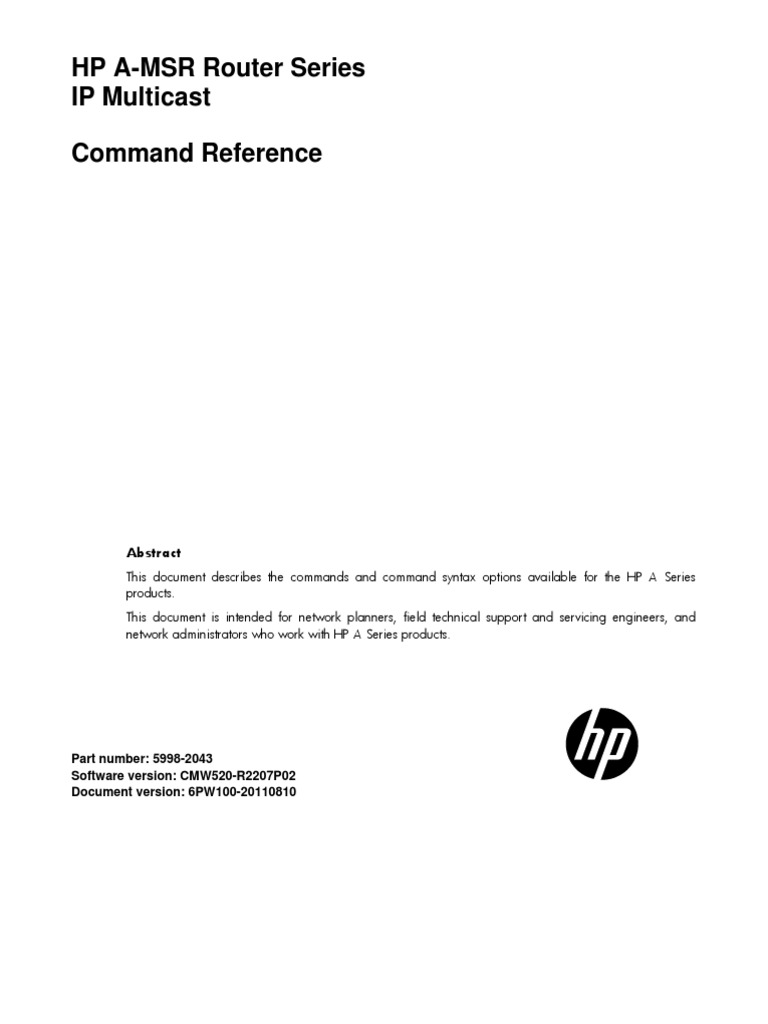 HP a-MSR Router Series High IP Multicast Command Reference | PDF ...
