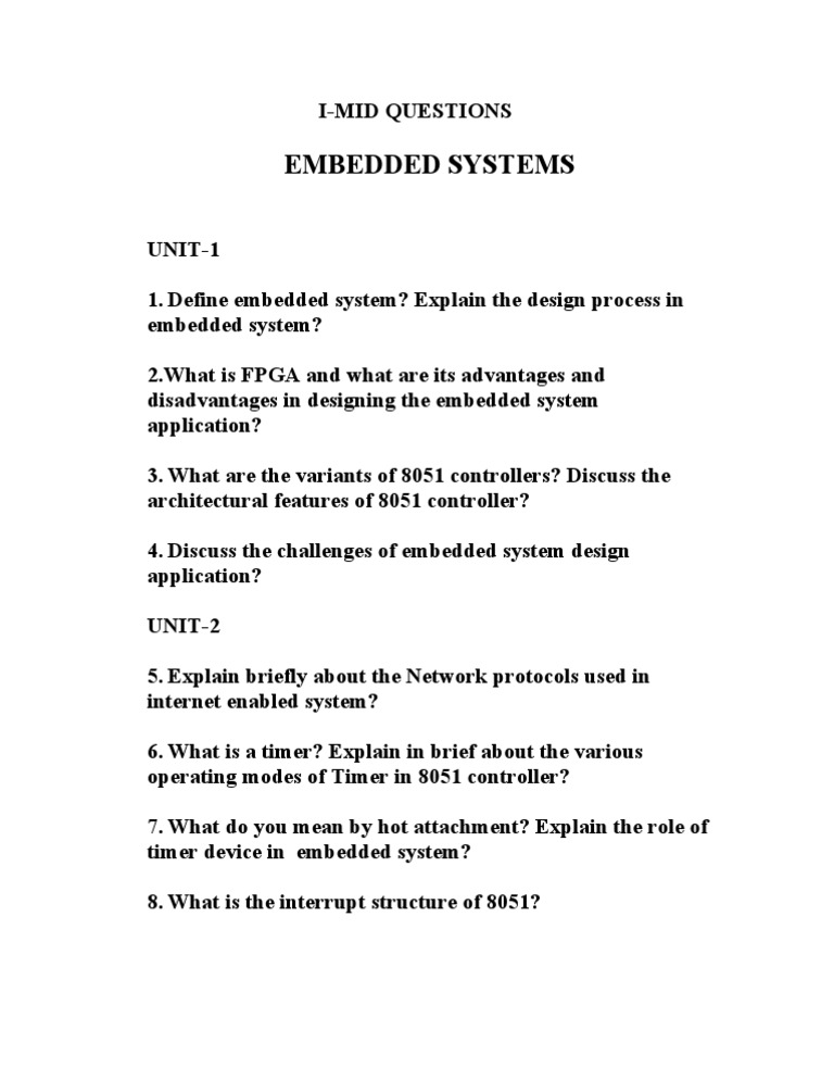 Embedded Systems Design Questions | PDF