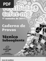 53008350 Vestibulinho CEFET MG 2011 1 Semestre Tecnico Subsequente Ao Medio