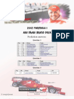 2012 FORMULA 1 Abu Dhabi Grand Prix: Prediction Answers