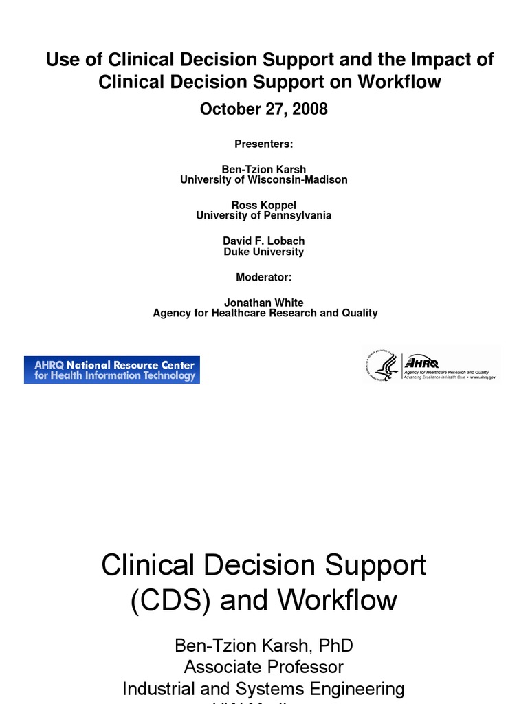 Impact of Clinical Decision Support On Workflow | PDF | Health ...