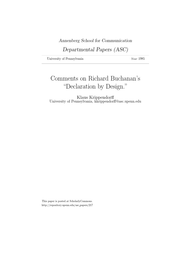 Comments on Buchanan's Design Declaration | PDF