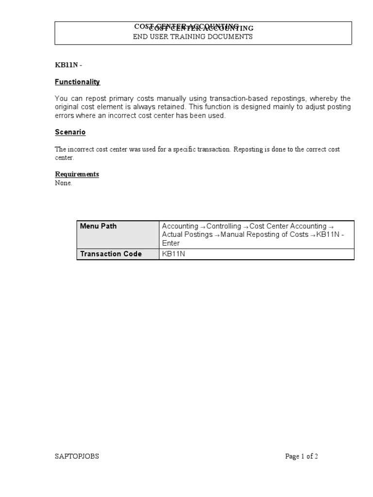 Manual Reposting of Costs PDF