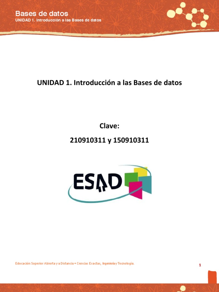 Unidad 1. Introduccion A Las Bases de Datos | PDF | Decimal | Ascii