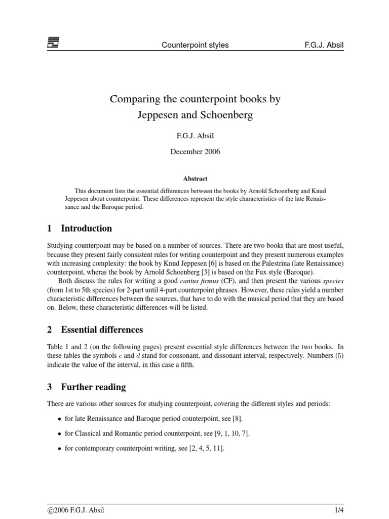 Comparing The Counterpoint Books by Jeppesen and Schoenberg PDF