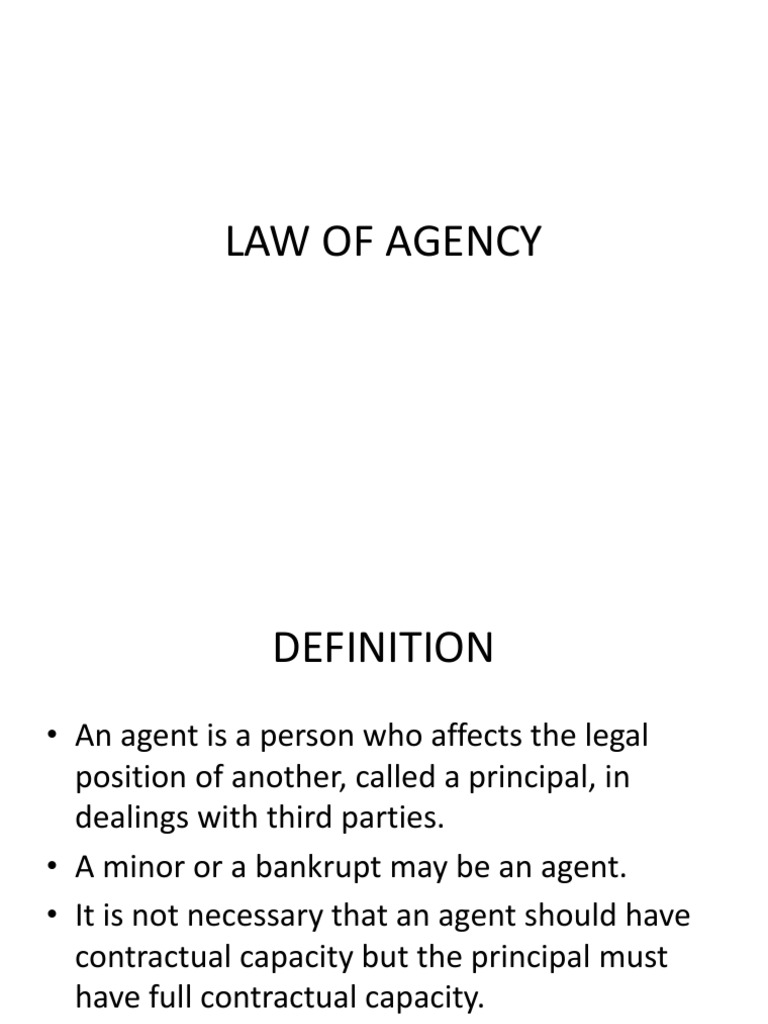 The Law of Agency Law Of Agency Virtue