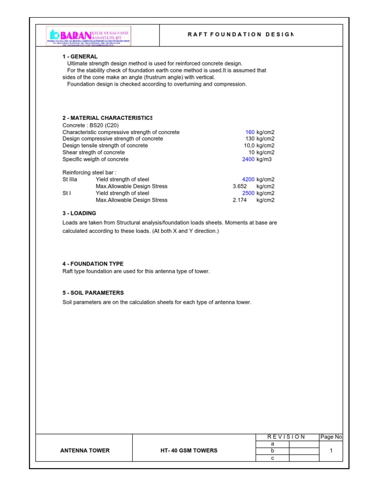 Tower Foundation Design | PDF | Strength Of Materials | Concrete