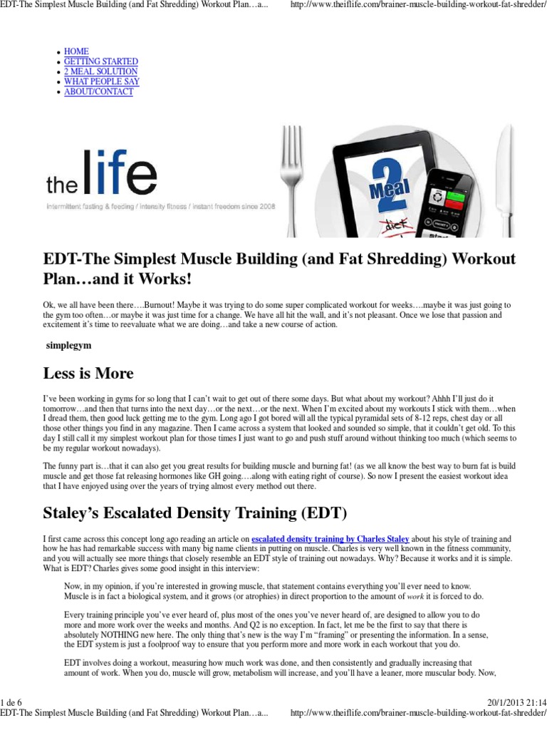 EDT-The Simplest Muscle Building (and Fat Shredding) Workout Plan…and