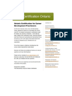 Draft Certification Model For Ontario Career Development Practitioners