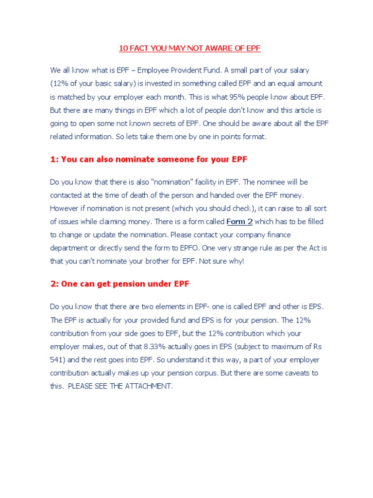 10 Fact You Need To Know of Epf PDF | PDF