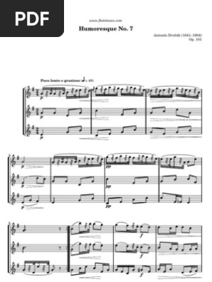 Dvorak Humoresque No 7 Flute Sheet Music