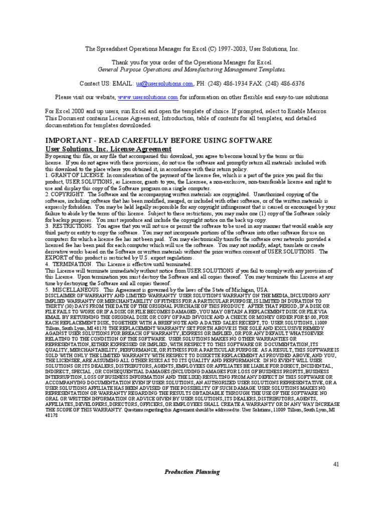 Production Planning | PDF | License | Inventory