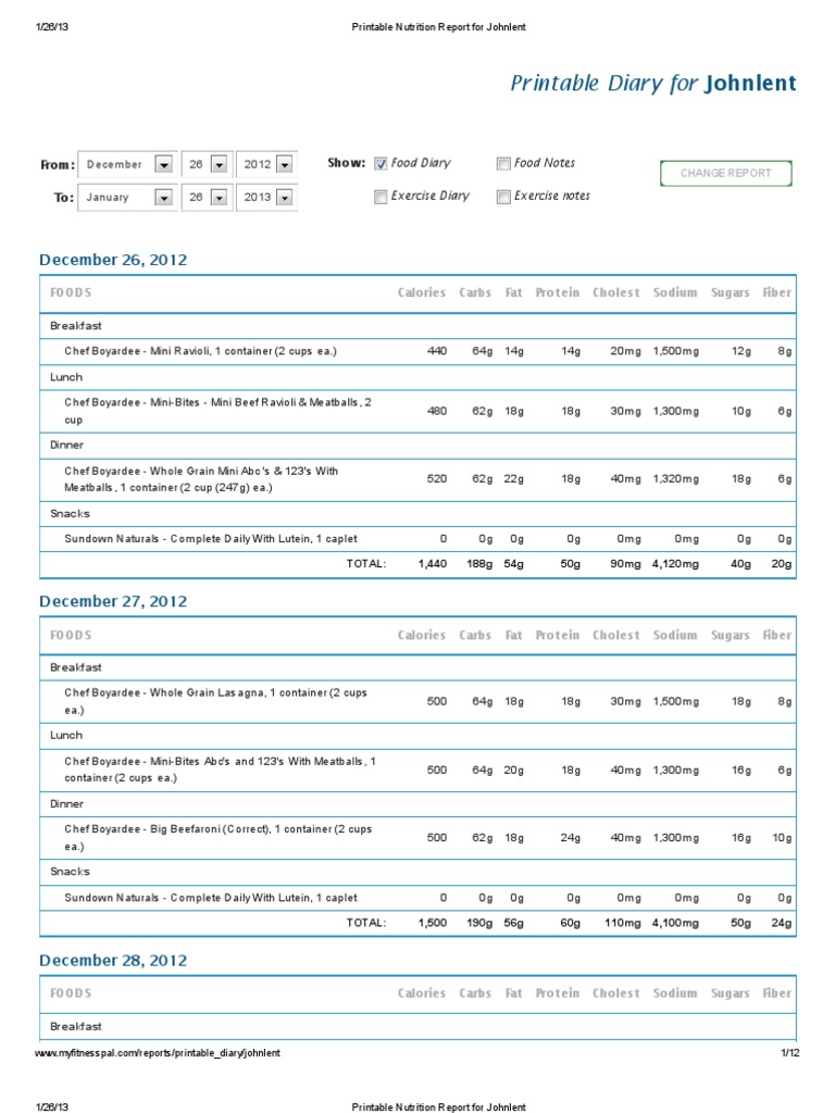 Nutrition Report | PDF | Tomato Sauce | Pasta