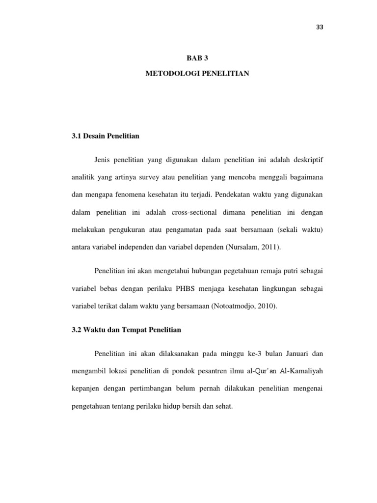 Penelitian Deskriptif Analitik Dengan Pendekatan Waktu Cross Sectional