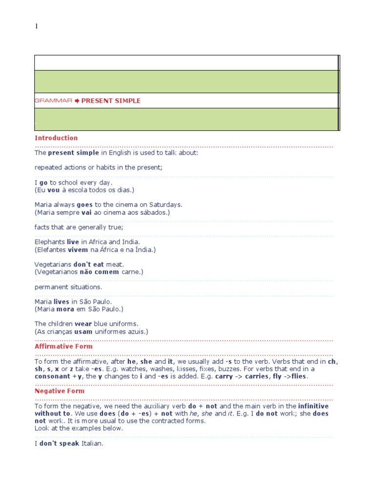 Present Simple Tense Overview and Exercises | PDF | Verb | English Language