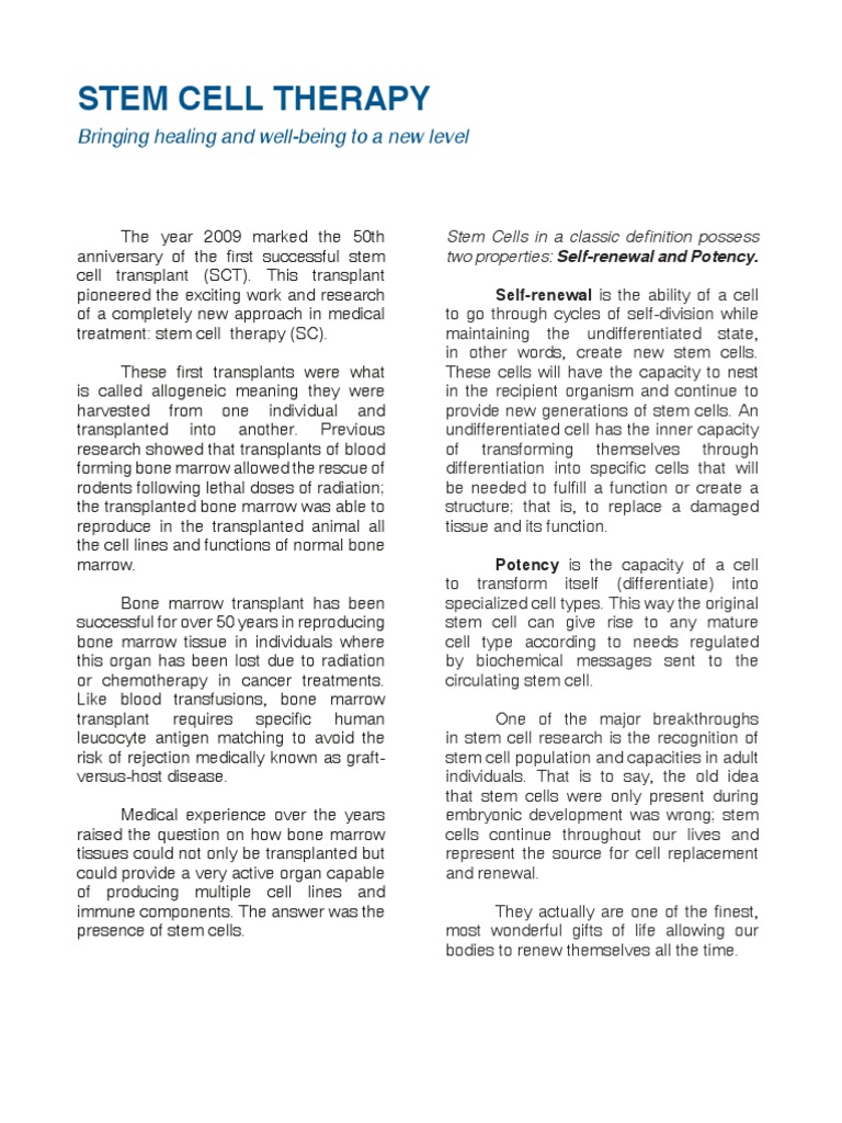 Understanding Stem Cell Therapy Benefits | PDF