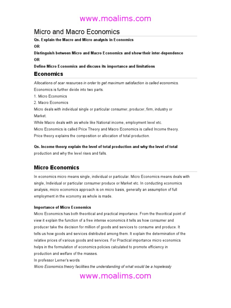 Micro and Macro Economics Explained | PDF | Business | Social Science