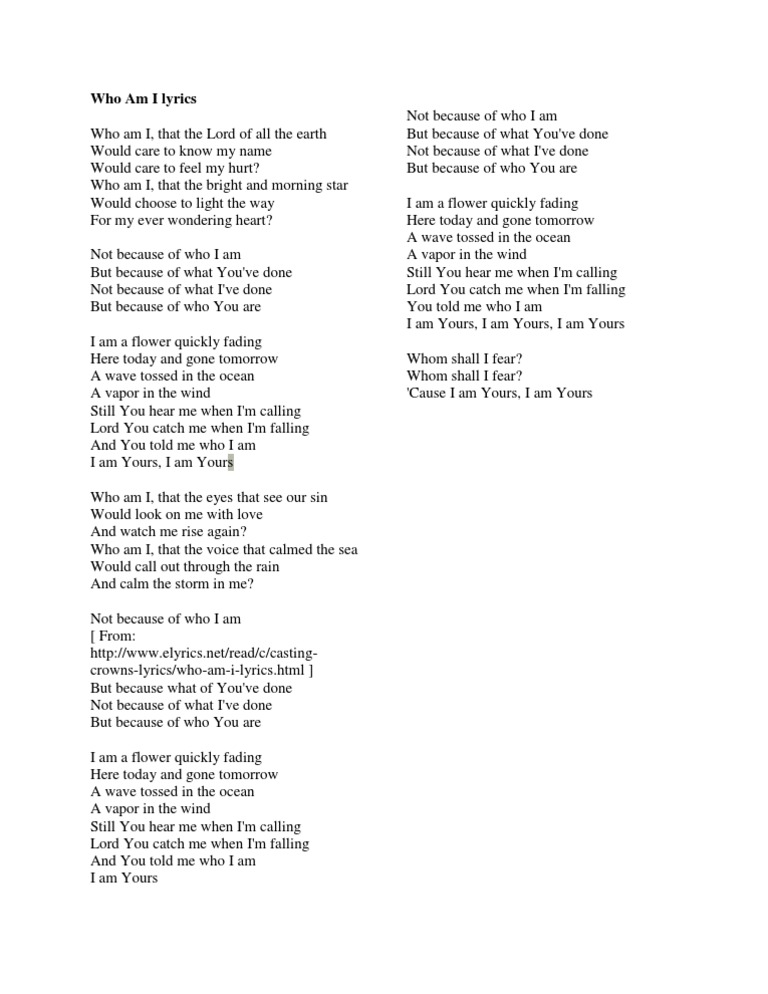 Who Am I - Lyrics Analysis | PDF
