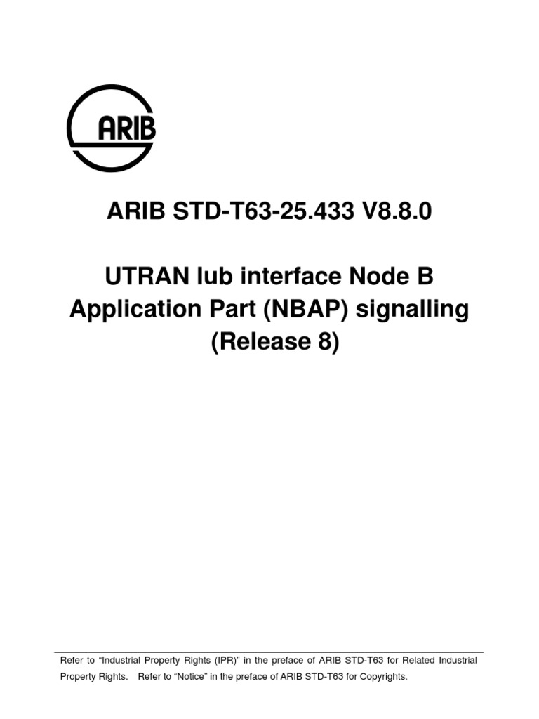 ARIB STD-T63-25.433 V8.8.0 UTRAN Iub Interface Node B Application Part ...