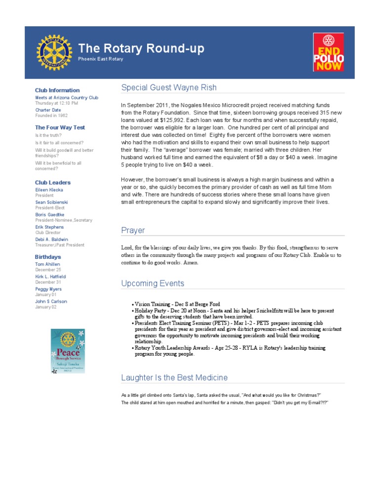 The Rotary Round-Up: Special Guest Wayne Rish | PDF | Loans | Mortgages