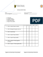 Far Eastern University Institute of Nursing: Evaluation Tool