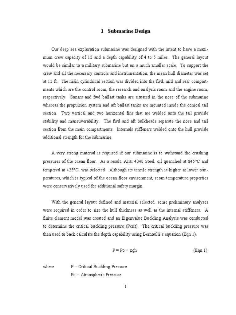 Submarine Design Pdf Submarines Buckling