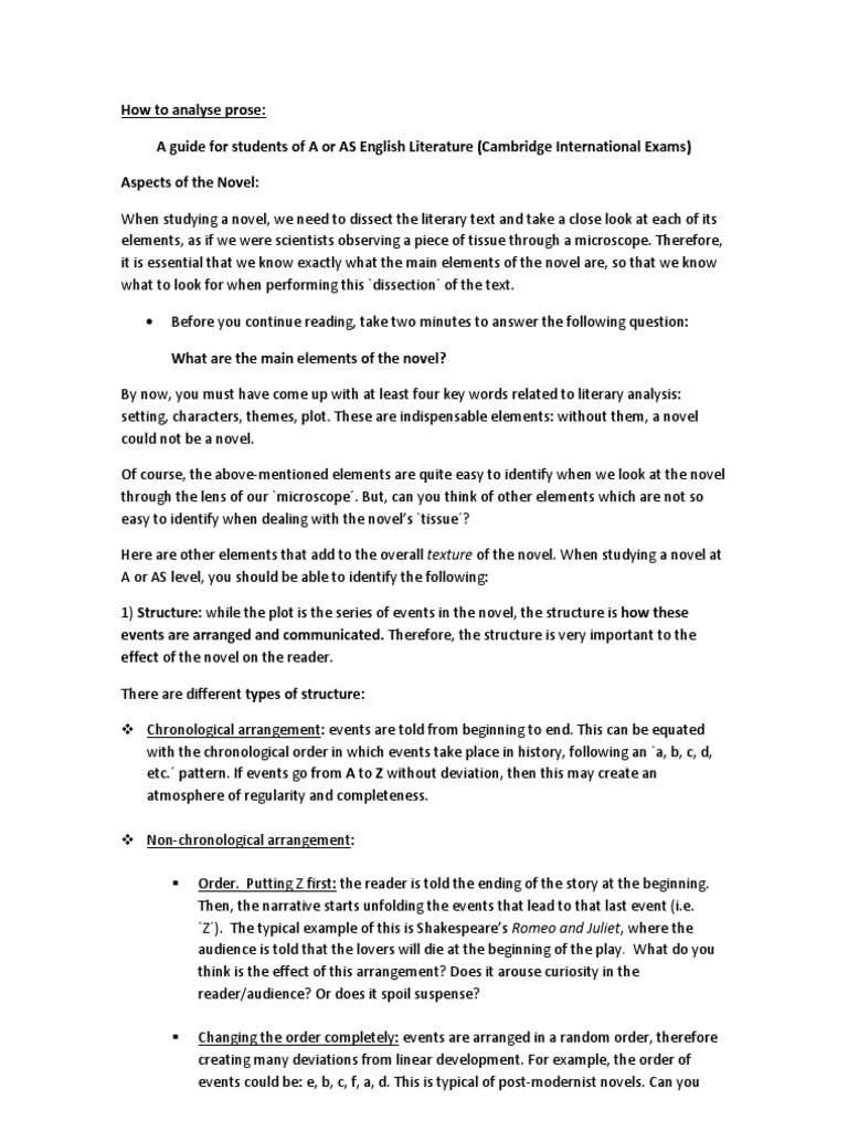 Analyzing Prose for A-Level Students | PDF | Jane Eyre | Novels