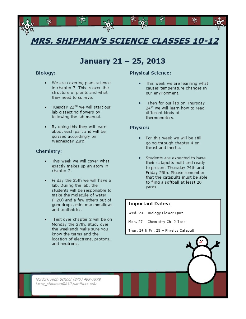Weekly Science Class Schedule: Jan 21-25 | PDF | Science & Mathematics ...