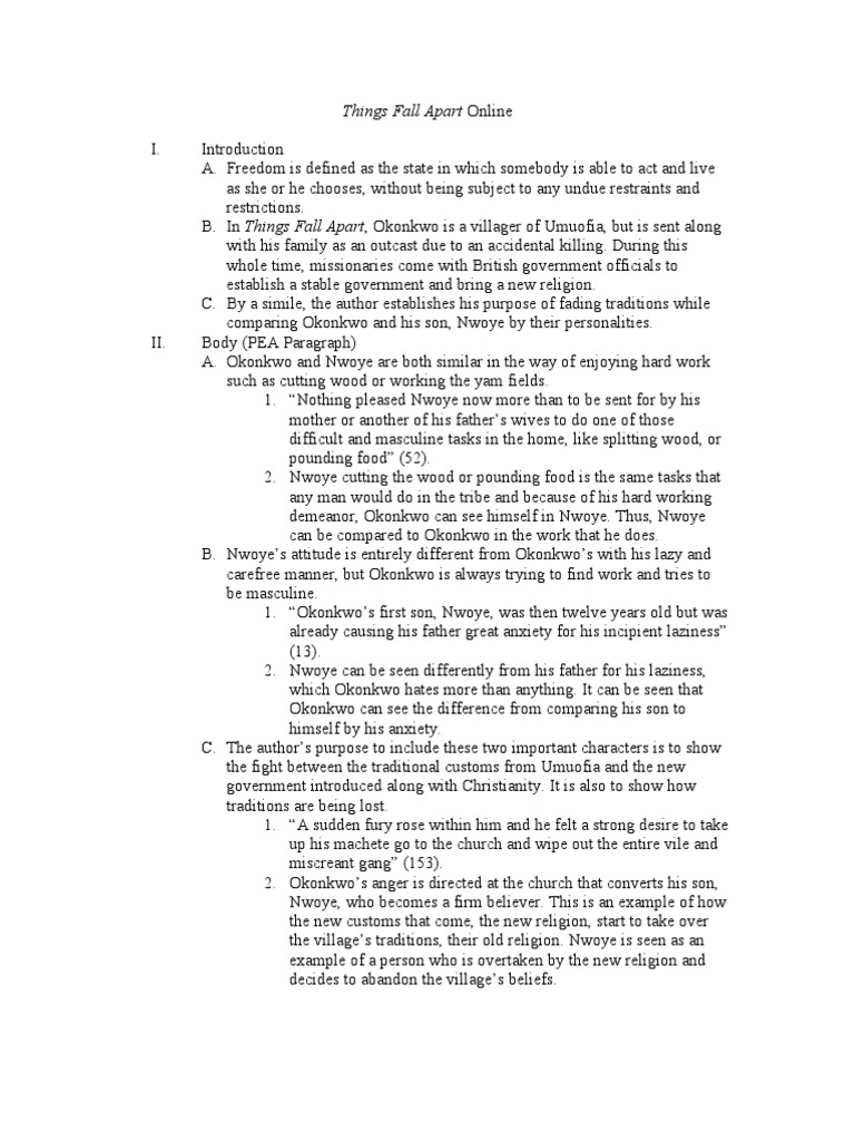 Things fall apart essay ideas picture