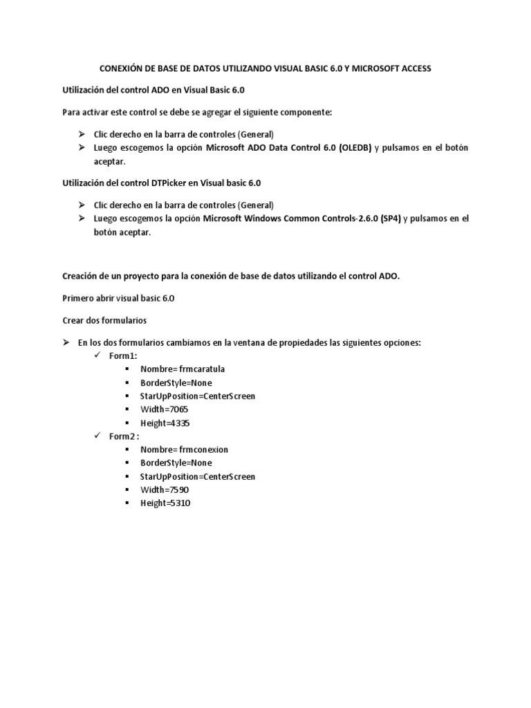 Conexión de Base de Datos Utilizando Visual Basic 6 | PDF | Ventana ...