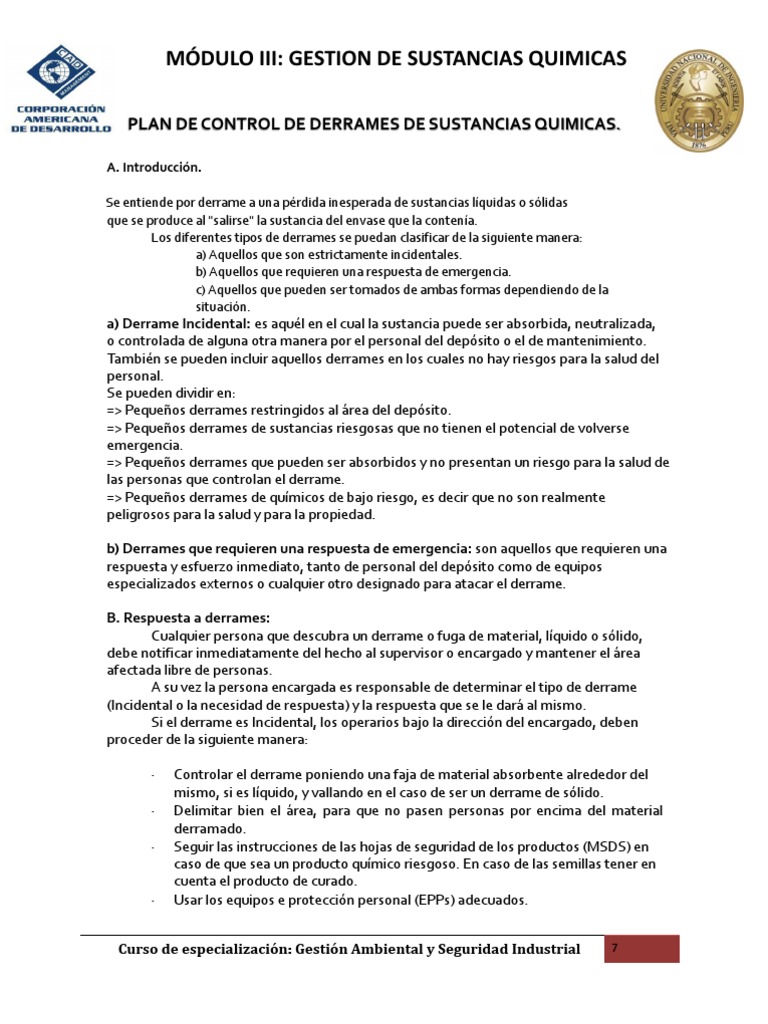 Plan de Control de Derrames | PDF | El plastico | Residuos