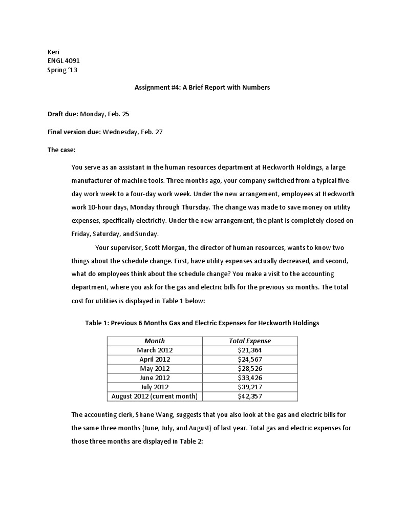 4091 Asst 4 Report With Numbers 1 | PDF | Workweek And Weekend | Survey ...