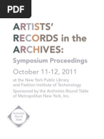 Download Artists Records in the Archives Symposium Proceedings by Archivists Round Table of Metropolitan New York Inc SN122514235 doc pdf