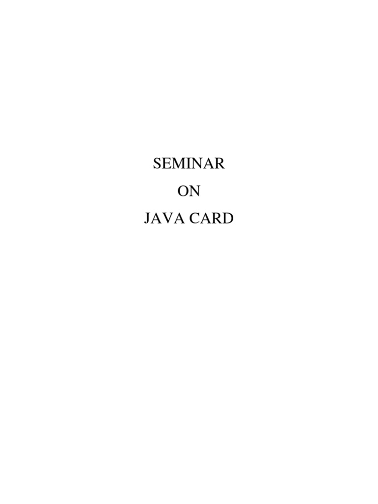Java Card Seminar | PDF