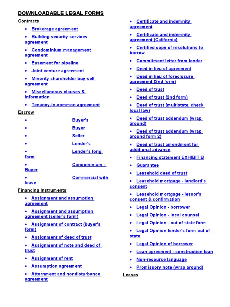 Downloadable Legal Forms - Calif & Multi-State | PDF | Lease | Deed Of  Trust (Real Estate)