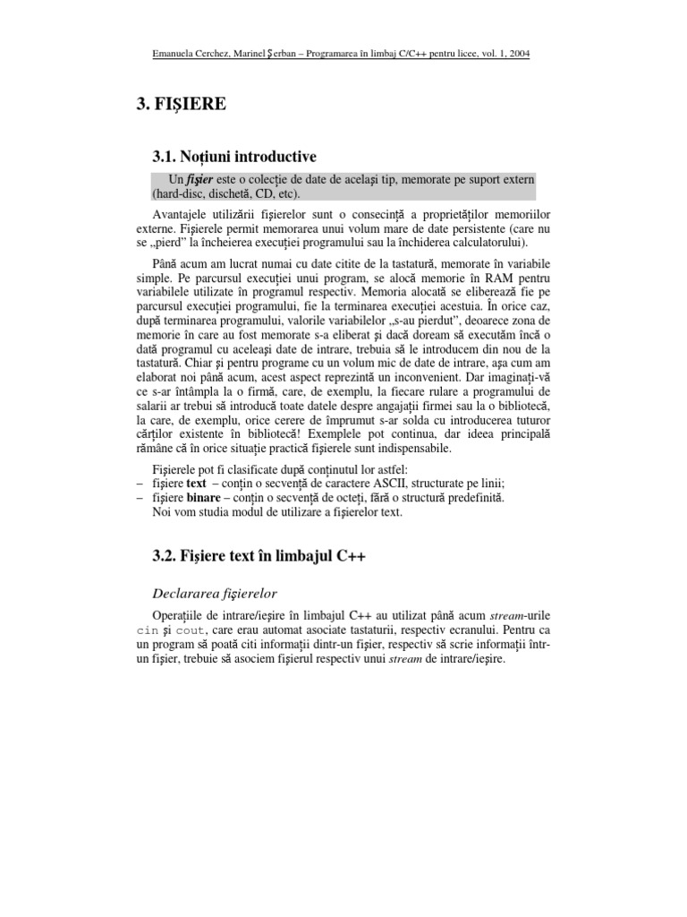 Fisiere C++ | PDF
