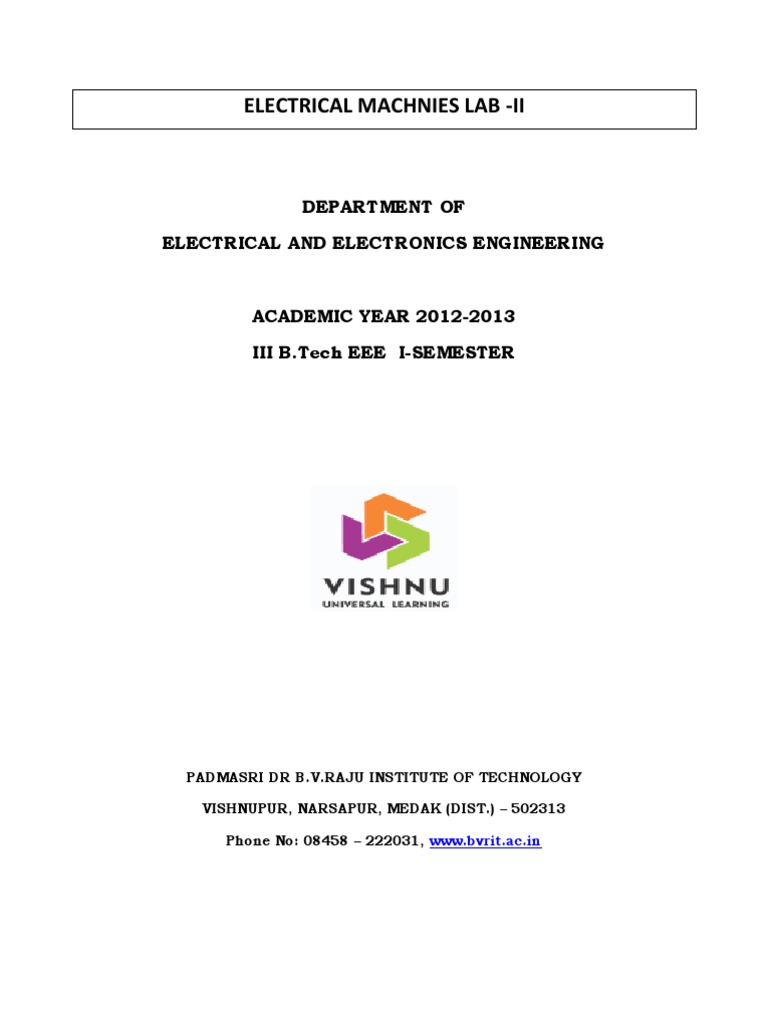 Electric Motor Lab Manual Overview | PDF | Electric Motor | Transformer