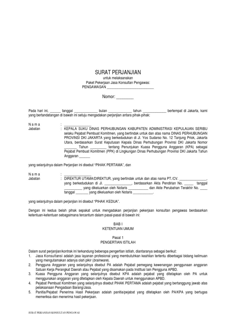 CONTOH KONTRAK PENGAWASAN CONTOH KONTRAK PENGAWASAN