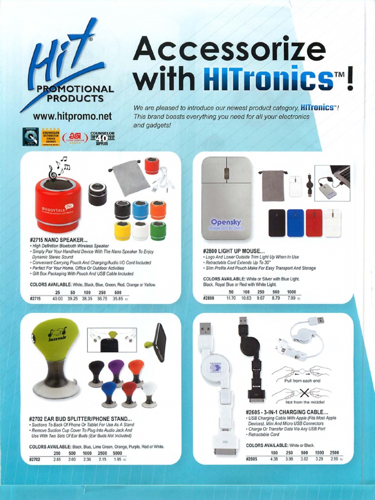 HITronics Electronics Product Line | PDF | Usb | Consumer Electronics