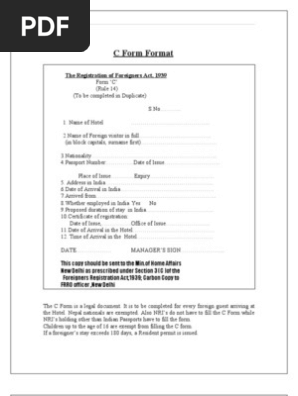 C Form Immigration Law Government And Personhood