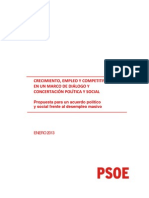 Propuesta Del PSOE: Crecimiento, Empleo y Competitividad en Un Marco de Diálogo y Concertación Política y Social
