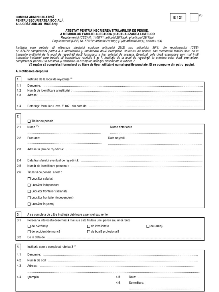 Formular E121 | PDF