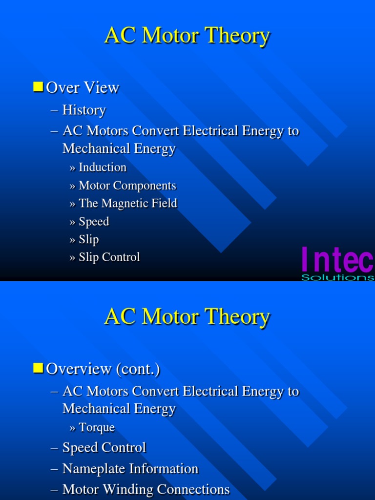 AC Motor Theory Over View PDF Alternating Current Electric Motor