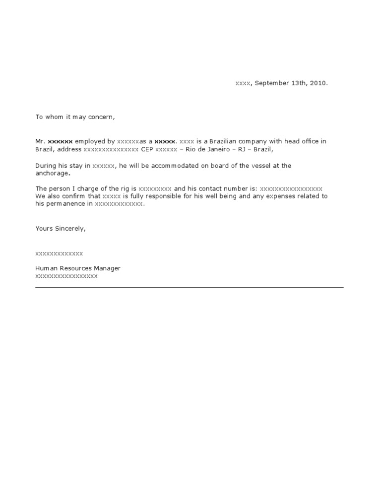 OK TO BOARD LETTER Brazil