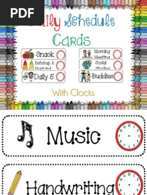 daily schedule cards