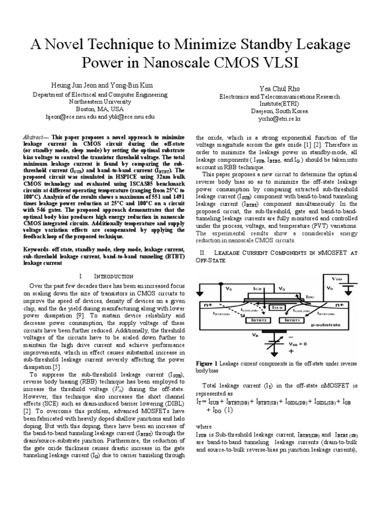 A Novel Technique To Minimize Standby Leakage Power in Nanoscale CMOS ...