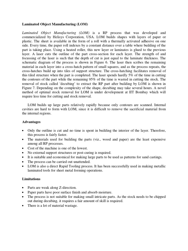 Laminated Object Manufacturing (LOM) Is A RP Process That Was Developed ...