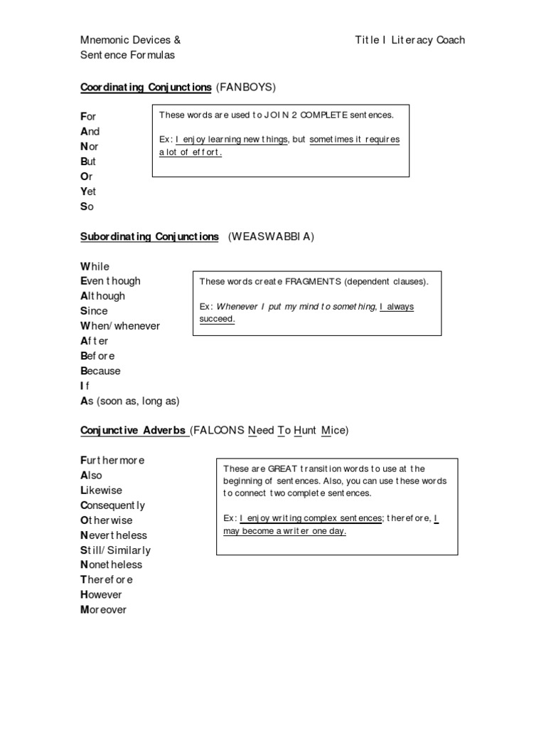 Sentence Formulas | PDF
