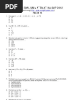 CONTOH SOAL UN SMP (MATEMATIKA 2)